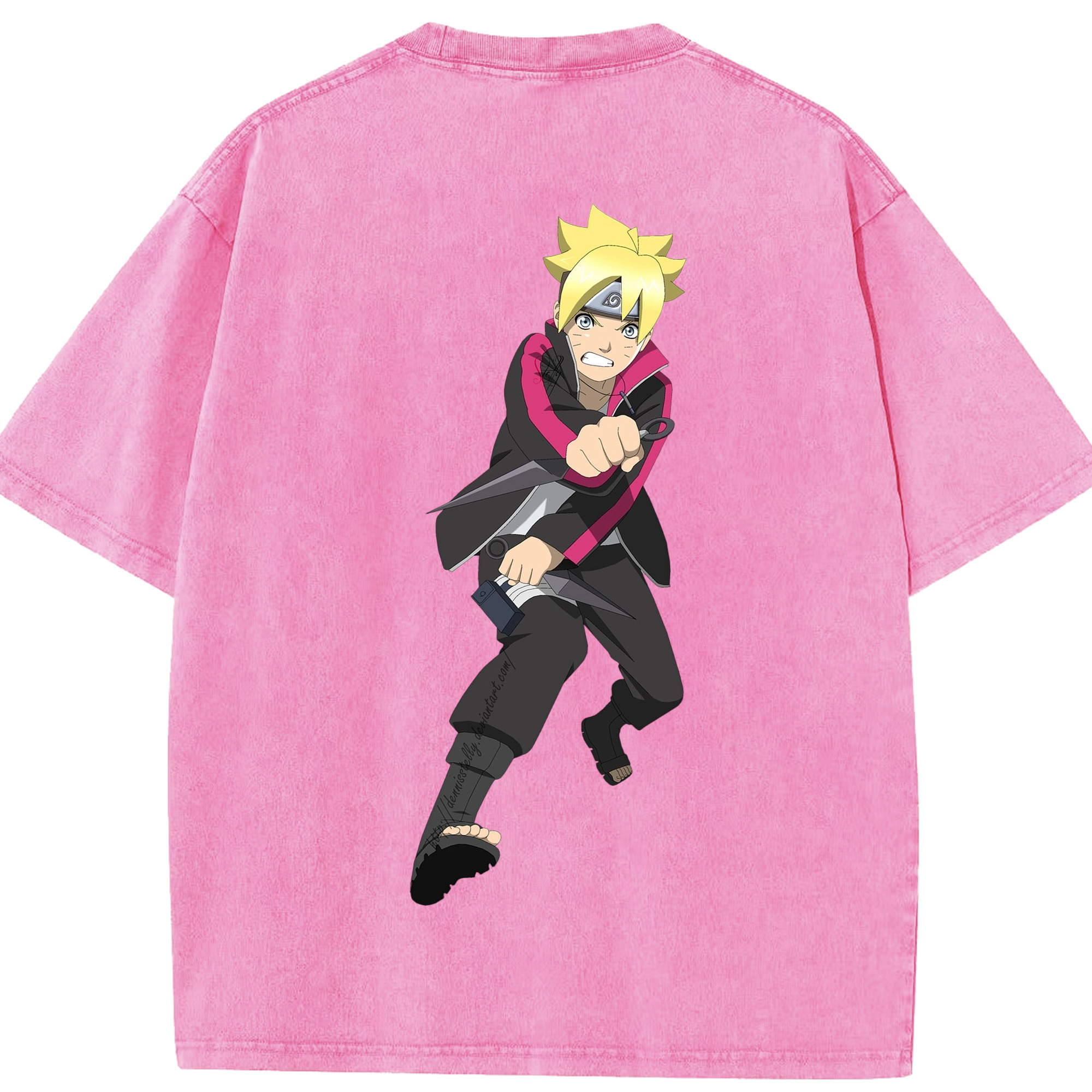 （画像用） NARUTO -ナルト- うずまき ボルト Uzumaki Boruto 綿100% ヴィンテージ風 半袖Tシャツ（背面プリント）